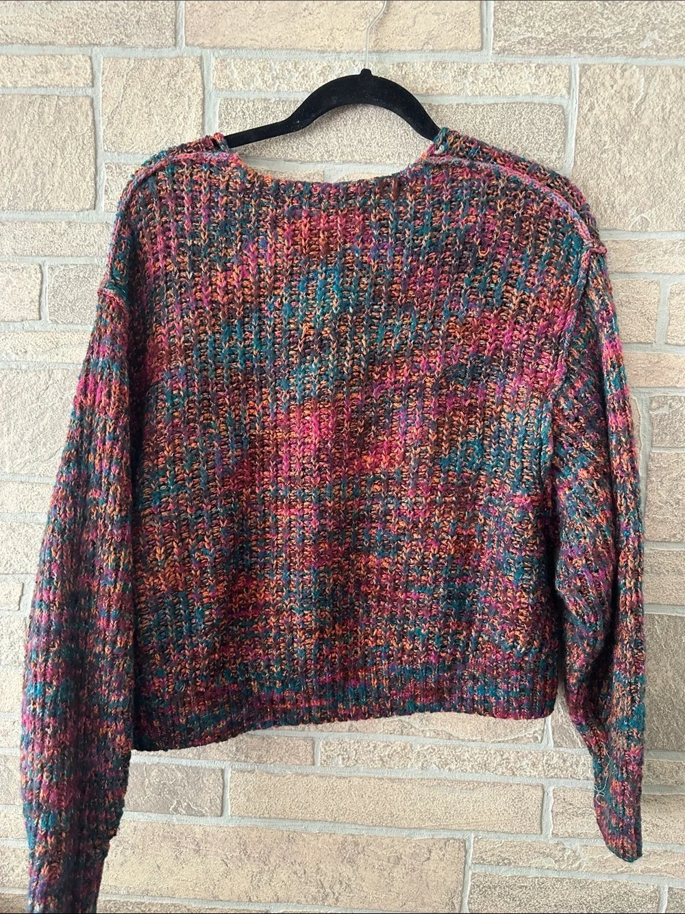 Free People Highland V Neck Sweater Chunky Open Knit Boxy size XS